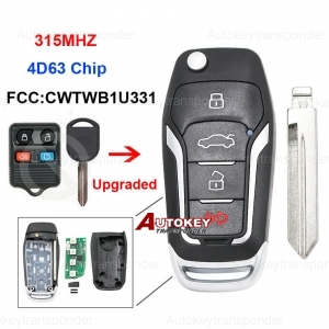 For Folding Flip Remote Smart Car Key 315Mhz 4D63 80bits Chip for Ford for Lincoln for Mercury FCC: CWTWB1U331