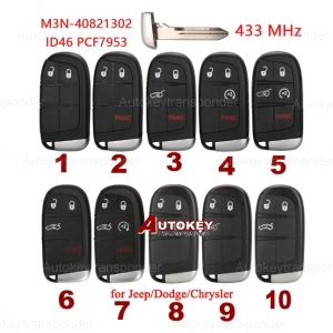 For Jeep Grand Cherokee Dodge Dart Charger Challenger M3N-40821302 ID46 PCF7953A Chip 433 Keyless Go