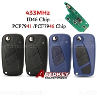 Flip Remote Key Delphi 433mhz ID46 PCF7946 PCF7941 Chip for FIAt 500 Punto Ducato Stilo Panda Bravo Fob 2/3 Buttons
