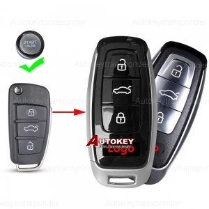  3 Button Upgraded Modified Smart Keyless Remote Key Shell Case Fob for Audi A1 A3 A4 A6 A8 Q2 Q3 Q5 Q7 R3 RS3 RS5 S1 TT