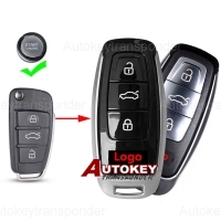  3 Button Upgraded Modified Smart Keyless Remote Key Shell Case Fob for Audi A1 A3 A4 A6 A8 Q2 Q3 Q5 Q7 R3 RS3 RS5 S1 TT